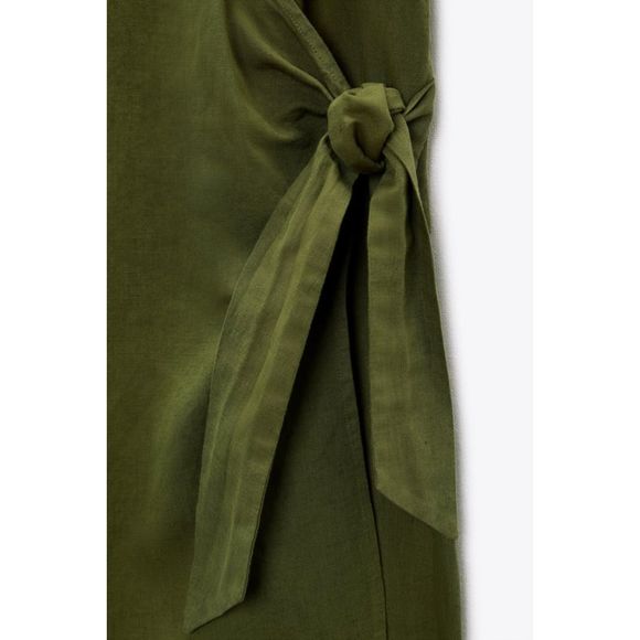 ZARA KNOTTED LINEN BLEND SHORT JUMPSUIT - Picture 4 of 5